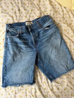 Madewell Light Blue Denim Frayed Hem Bermudas